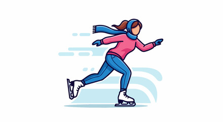 Obraz premium A person in pink and blue skates on ice, surrounded by stylized motion lines
