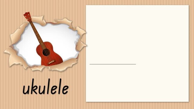 Educational Alphabet Animation for Letter U with Ukulele Illustration