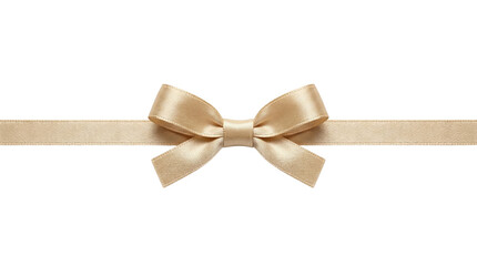 Fototapeta premium Champagne satin bow with horizontal ribbon on transparent background