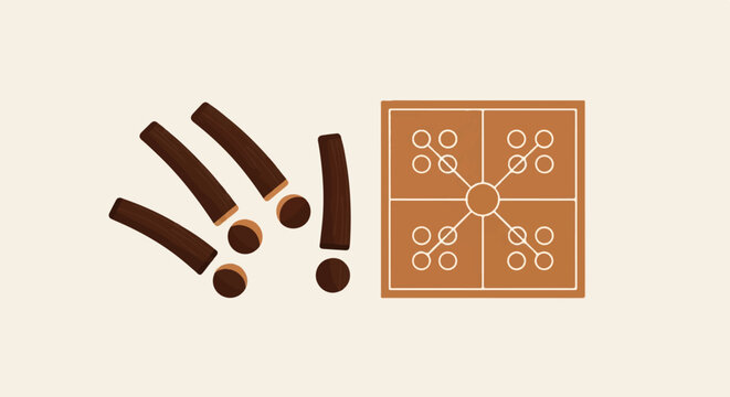 Abstract illustration of game pieces and a board