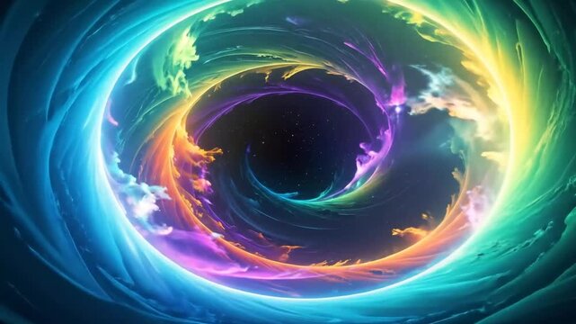 Abstract swirling vortex with colorful energy
