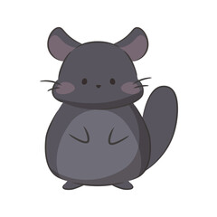 Naklejka premium Cute black chinchilla isolated. Cartoon illustration of animals, pets. Hand-drawn animal