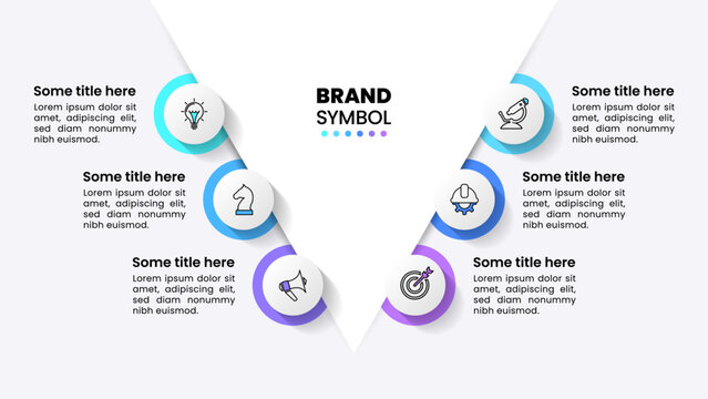 Infographic template. Funnel with circles and 6 steps