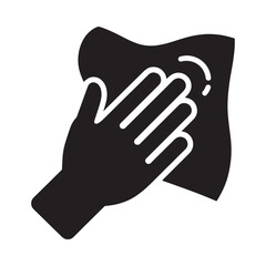 Obraz premium A black and white icon depicting a hand wiping a surface with a cloth