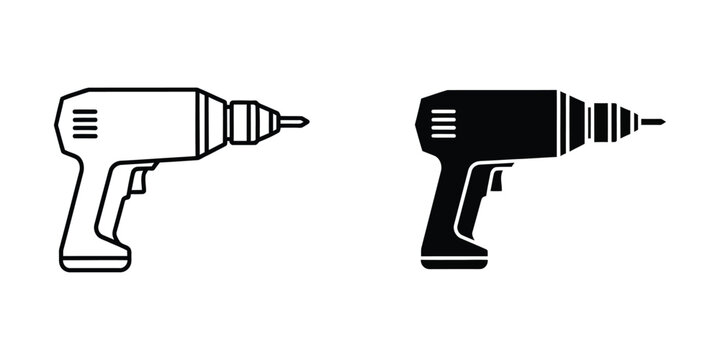 Contrast between a white and black outline power drill icon design