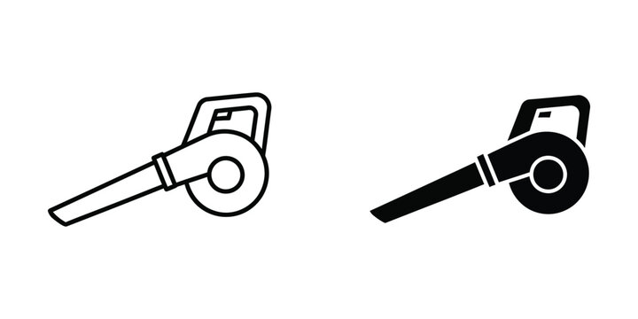 Two different types of leaf blowers illustrated in black and white line art