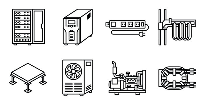 Power and electrical equipment schematic symbols for data center generator and home power solutions