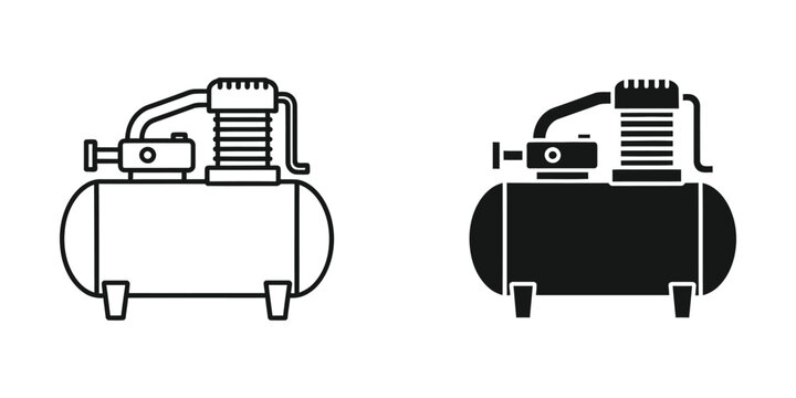Comparison of two different types of air compressors with distinct paint schemes