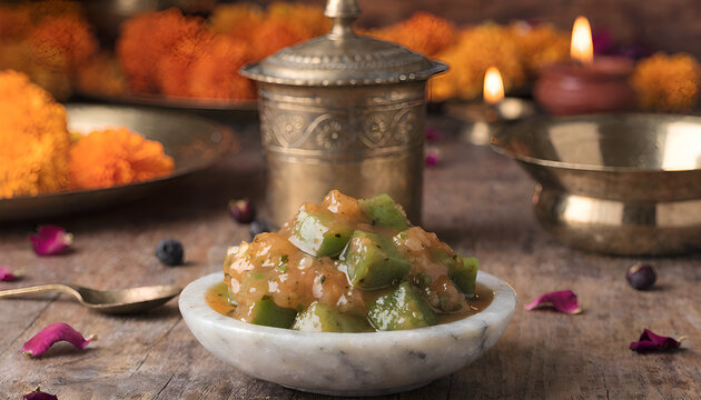 Aam ki Launji in Bowl in Cozy Festive Indoor Setting