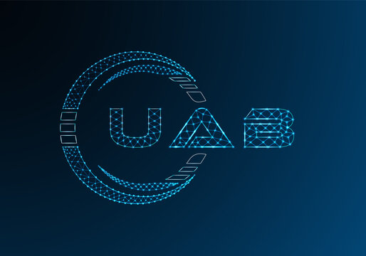 UAB low poly letter logo vector design. UAB lower poly logo design. Low poly logo.