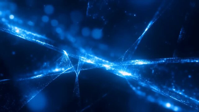Quantum Entanglement Visualization - Blue Particle Streams Intersecting Energy Waves