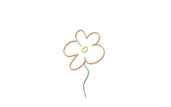 Einfache minimalistische Blumenzeichnung, handgezeichnete Illustration einer Blume mit Stiel