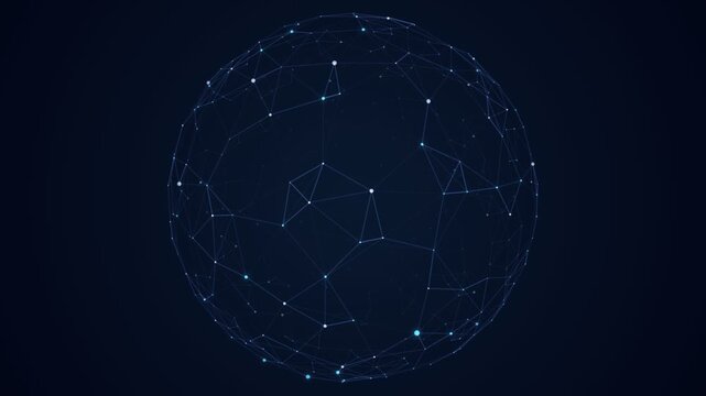 World Map Made of Dots on Dark Blue Background
