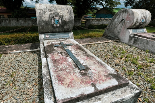 Old Portuquese graves and monument of the massacre in Timor Leste in Aileu Timor Leste