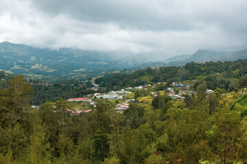 Naklejka premium Aerial view of Maubisse mountain town in Timor Leste