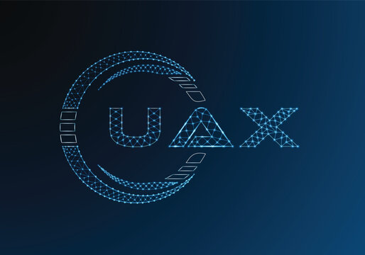 UAX low poly letter logo vector design. UAX lower poly logo design. Low poly logo.