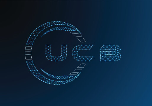 UCB low poly letter logo vector design. UCB lower poly logo design. Low poly logo.