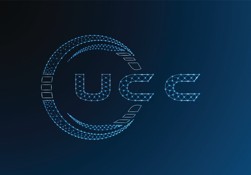 UCC low poly letter logo vector design. UCC lower poly logo design. Low poly logo.