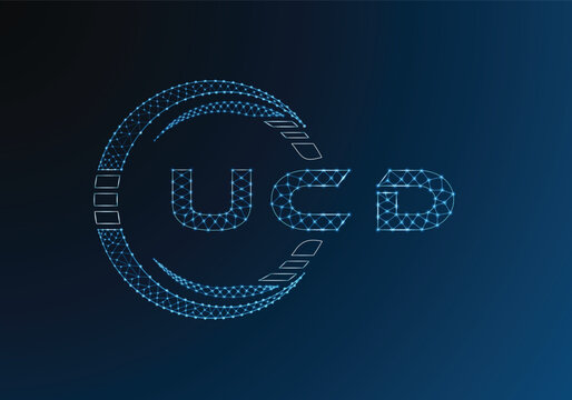 UCD low poly letter logo vector design. UCD lower poly logo design. Low poly logo.