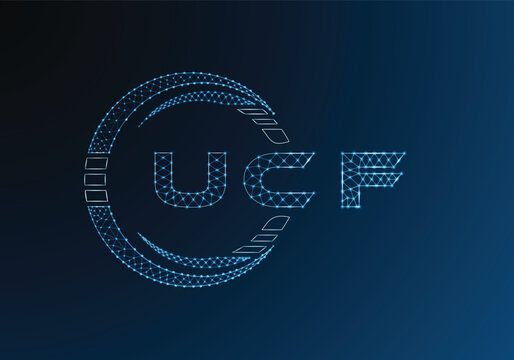 UCF low poly letter logo vector design. UCF lower poly logo design. Low poly logo.