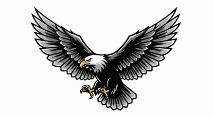 Fototapeta premium Fierce eagle with outstretched wings in a powerful dive