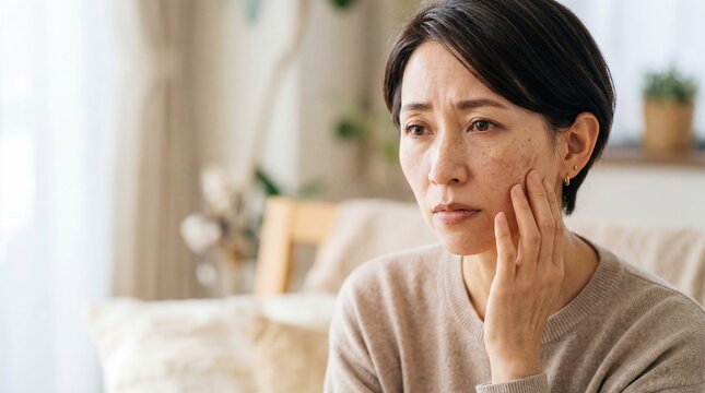 顔のシミやそばかすを気にする、50代日本人女性の肌の悩み
