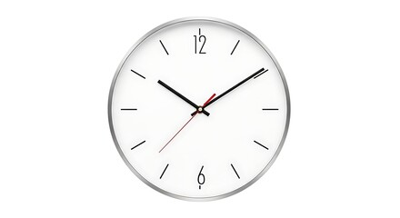 Fototapeta premium Oval shaped wall clock with black hands and roman numerals on white face