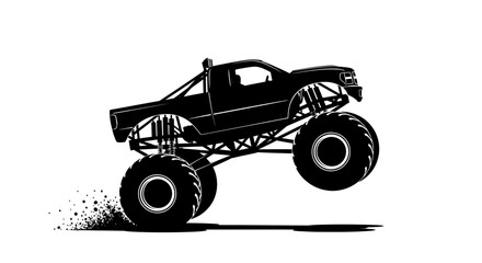 Silhouette of a Monster Truck Jumping, Action, Off-road Vehicle © dira