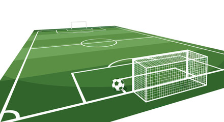 Soccer Field Goal With Ball, Sports Competition Arena, Green Grass Pitch © dira