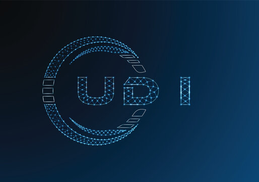 UDI low poly letter logo vector design. UDI lower poly logo design. Low poly logo.
