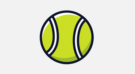 Obraz premium A simple lime green tennis ball with a dark outline is centered