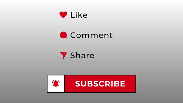 like comment share subscribe button bell icon animated vector illustration of a web design videos.
