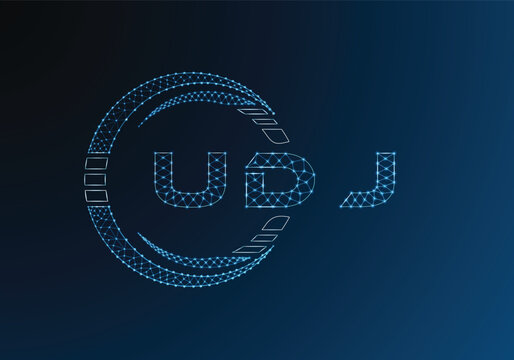 UDJ low poly letter logo vector design. UDJ lower poly logo design. Low poly logo.