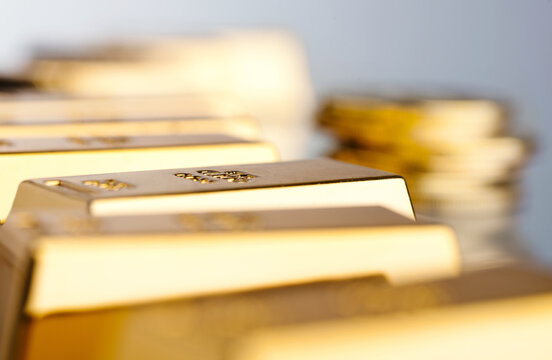 Gold bars and coins