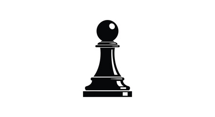 A striking black pawn chess piece is prominently displayed against a clean white background a bold silhouette © Ajahar