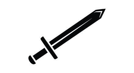 Obraz premium A stark depiction of a medieval sword blade and hilt clearly defined in black a minimalist silhouette