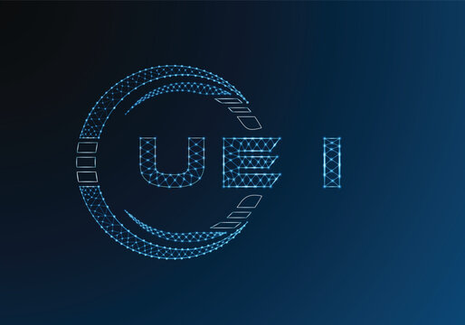 UEI low poly letter logo vector design. UEI lower poly logo design. Low poly logo.