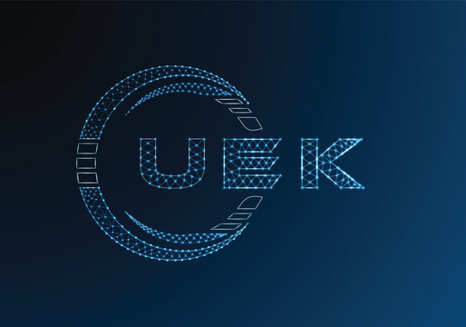 UEK low poly letter logo vector design. UEK lower poly logo design. Low poly logo.