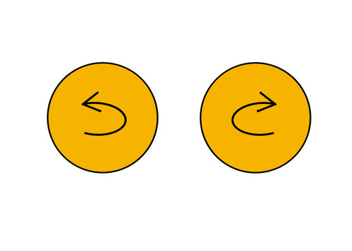 Two orange circular arrows showing clockwise and counterclockwise rotation directions.