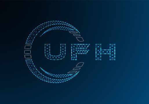 UFH low poly letter logo vector design. UFH lower poly logo design. Low poly logo.