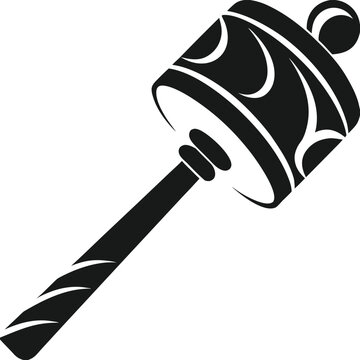 1080 tibetan prayer wheel cylinder with handle line art vector illustration on transparent background