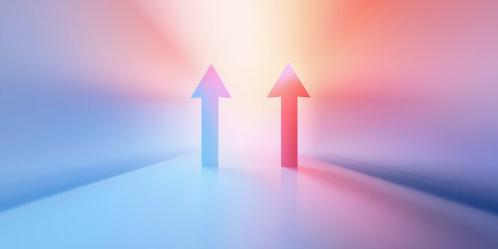 Soft background with call for up arrow, business concept scene