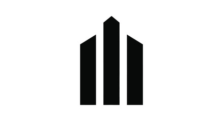 A minimalist depiction of three tall rectangular structures against a white backdrop a striking silhouette high quality professional © Ajahar