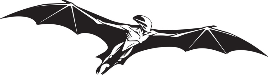 Fototapeta premium Flying pterodactyl dinosaur vector with wings spread in prehistoric creature illustration art