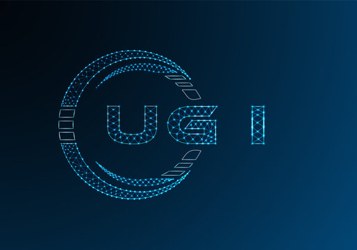 UGI low poly letter logo vector design. UGI lower poly logo design. Low poly logo.