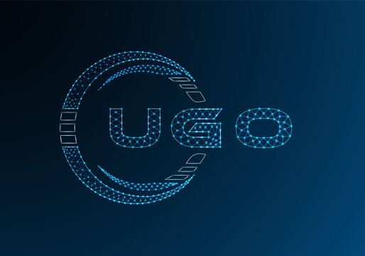 UGO low poly letter logo vector design. UGO lower poly logo design. Low poly logo.