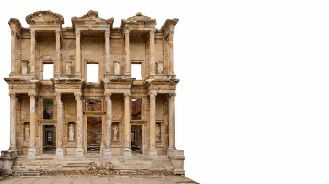 Celsus Library Facade in Ephesus, Turkey &mdash; Ancient Roman Ruins and Ornate Stone Architecture