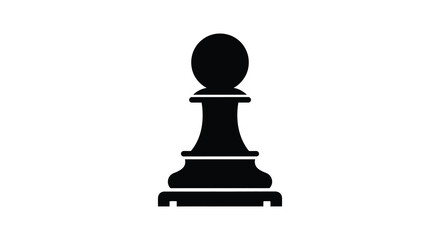 A stark black pawn stands prominently against a white backdrop a classic game piece silhouette high quality professional © Jahid