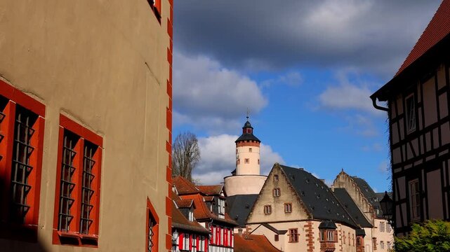 the historic german cityscape of buedingen 4k 50fps video