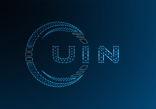 UIN low poly letter logo vector design. UIN lower poly logo design. Low poly logo.